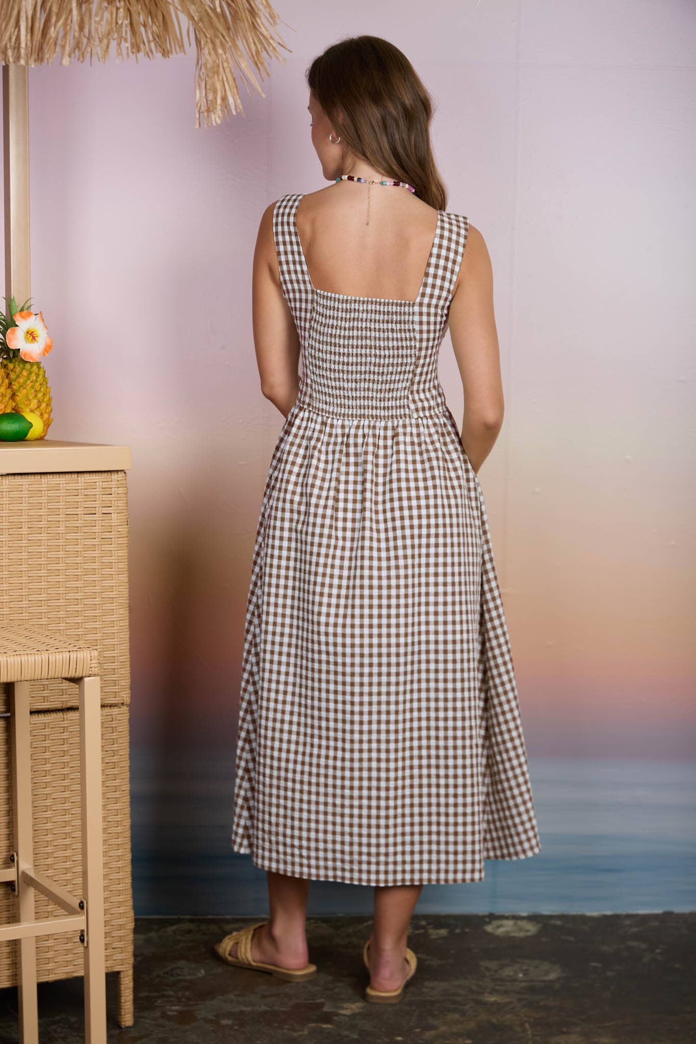 Plaid Sleeveless Midi Dress
