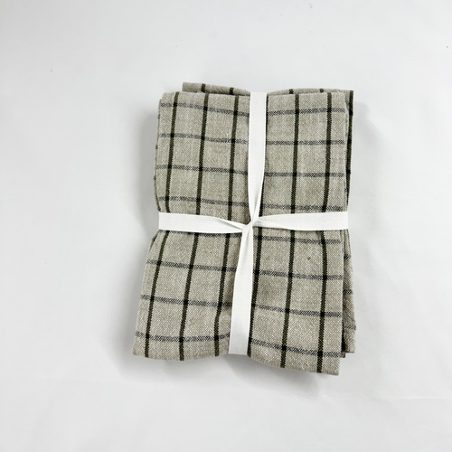 Cotton Check Kitchen Towels- Set of 2 Green