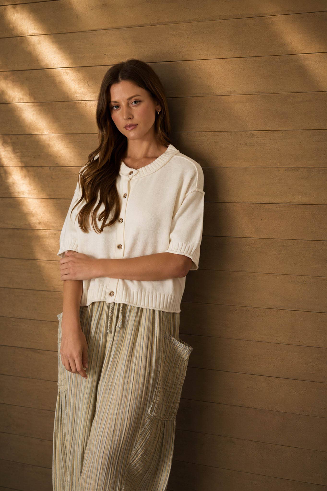 Short Sleeve Knit Cardigan