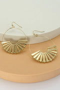 WORN GOLD FAN HOOP EARRING