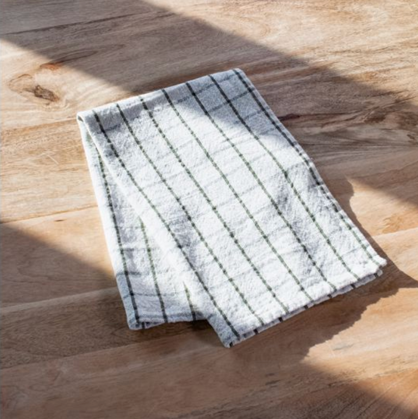 Cotton Check Kitchen Towels- Set of 2 Green