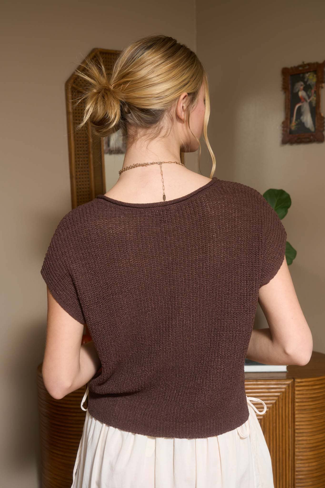 Split Neck Lightweight Sweater